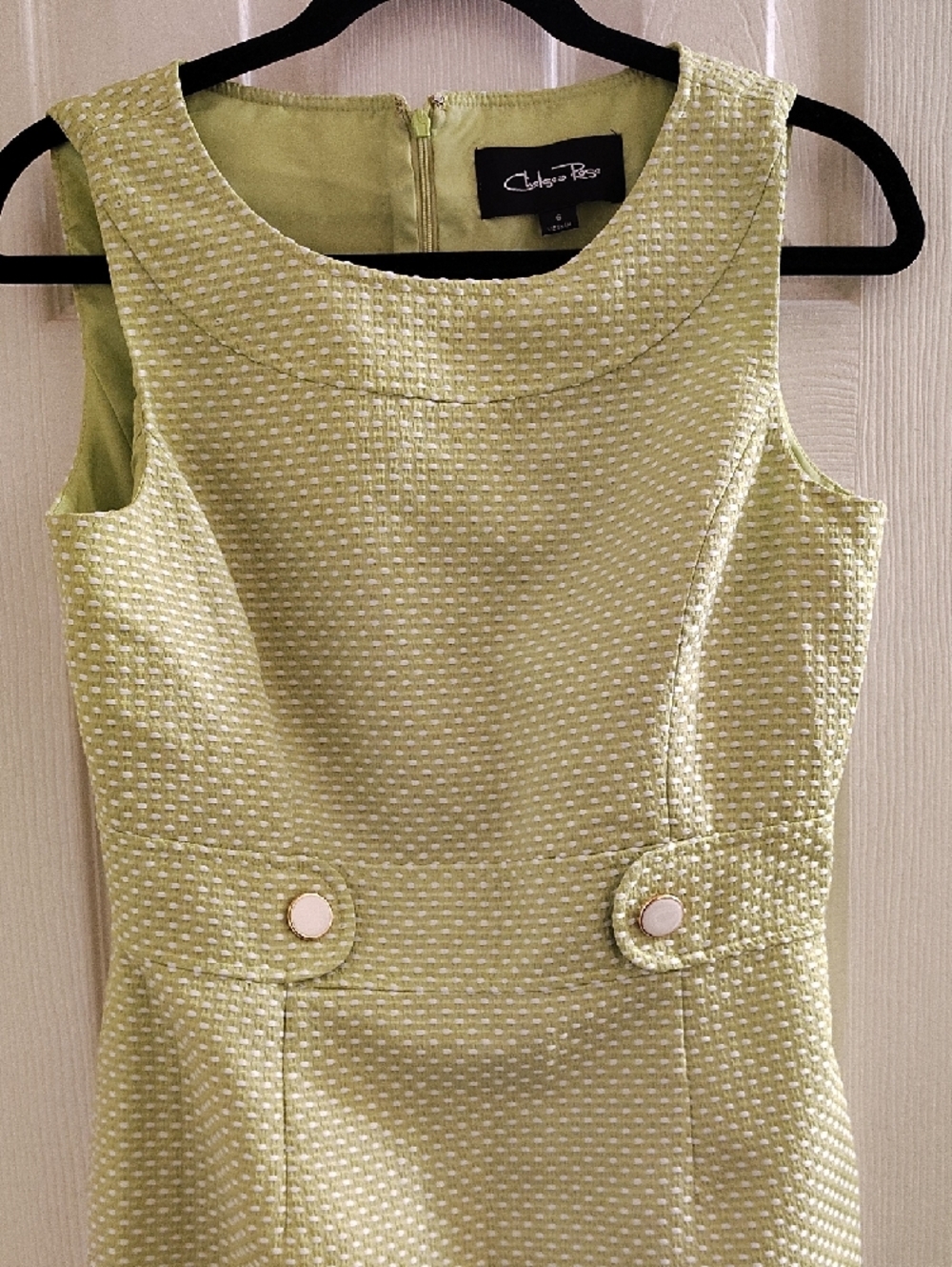 Chico's Lime Textured Sleeveless Midi Sheath Dress - Picture 6 of 11